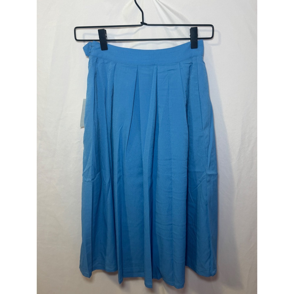 Tulip B Pleated Midi Skirt Womens S Cerulean Blue Preppy Vintage Style NWT - Picture 3 of 6